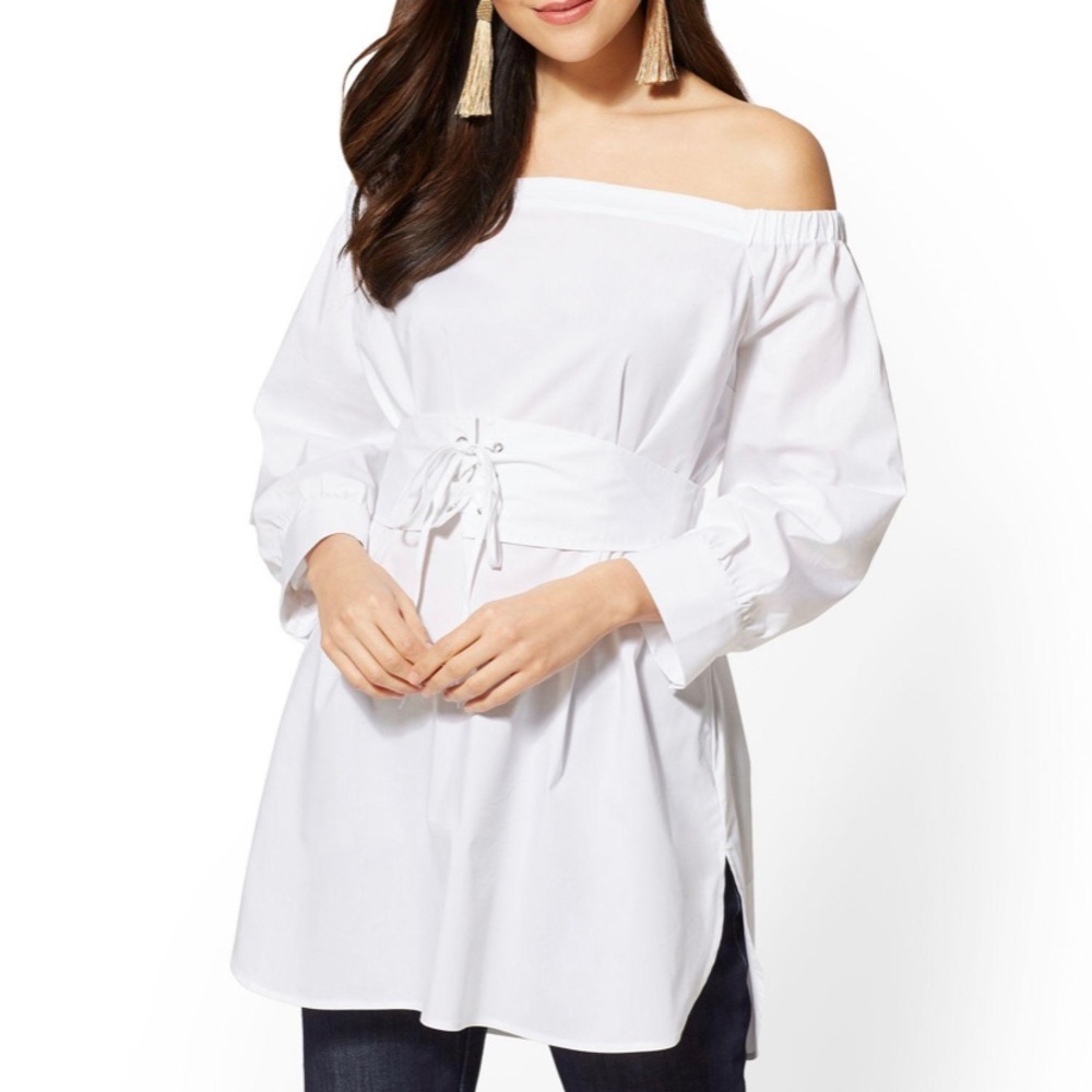 White Corset Off-the-Shoulder Shirt